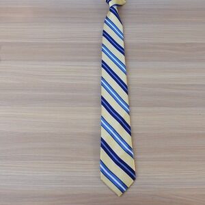 Striped Repp Tie Boy Blue Yellow Formal Wedding School Preppy Clip On Necktie